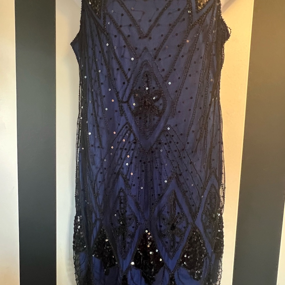 Women’s 20’s Gatsby Cocktail Sequin   Fringe Flapper Dress XXL - Picture 3 of 9